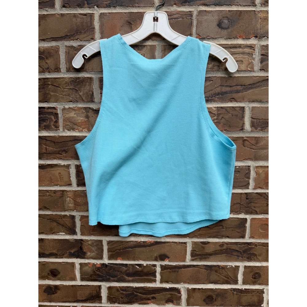 Naked Wardrobe Baby Blue Waffle Knit Crop Tank Top NW-T5468-TH Womens 2X NEW - Picture 3 of 5